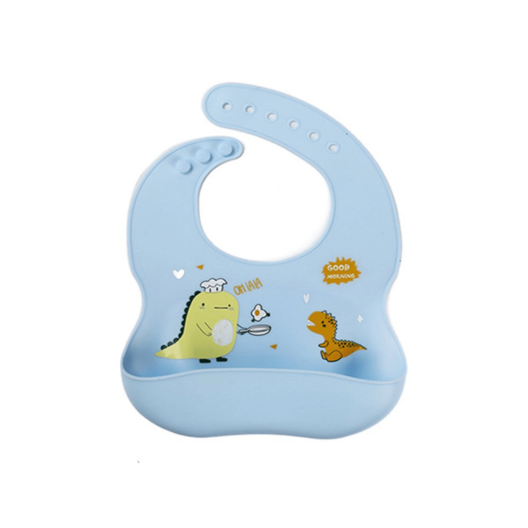 Blauw kinderbord en bestek set met dinosaurus design