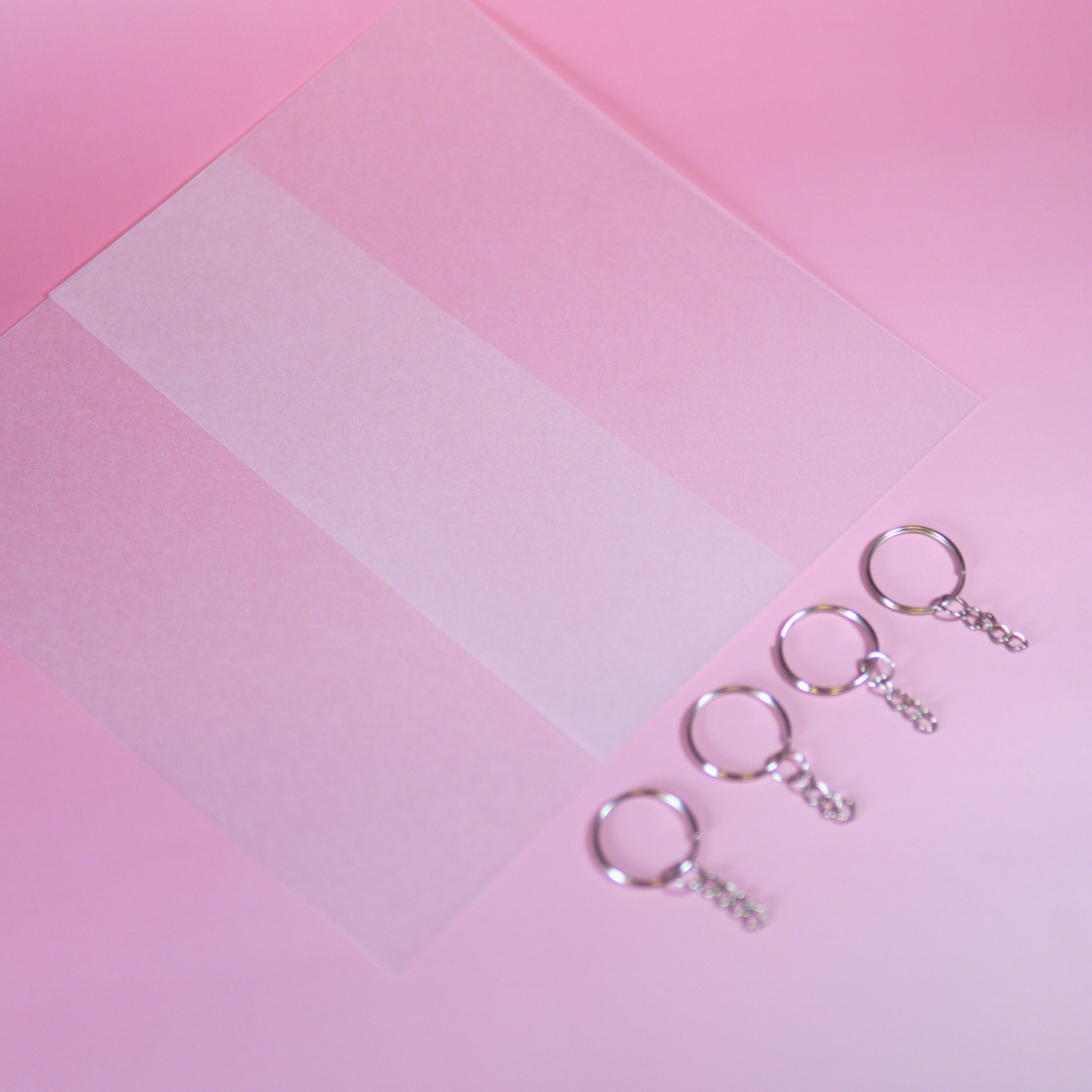 Creatief shrinky dinks doe-het-zelf pakket met materialen voor het maken van unieke sleutelhangers