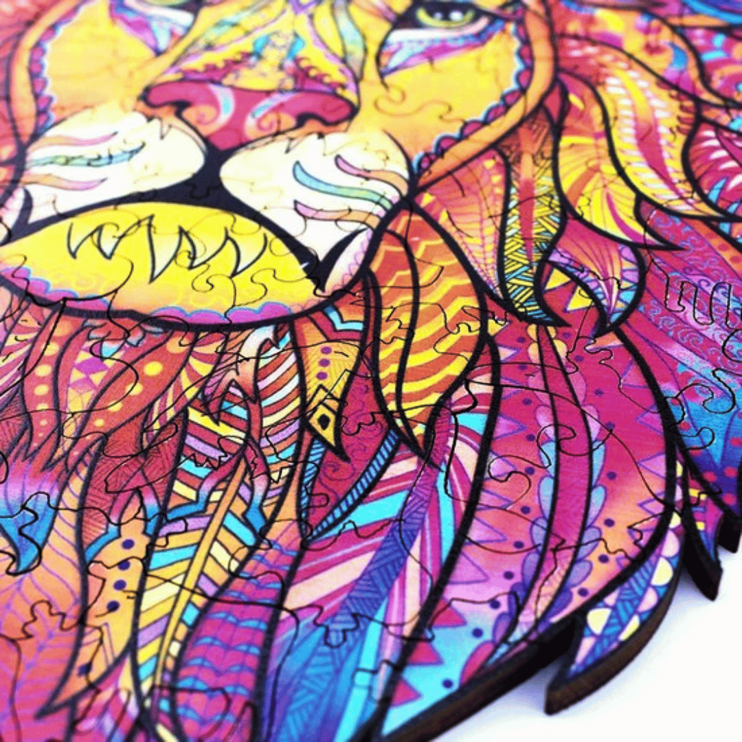 Decoratieve houten leeuw puzzel ideaal voor ontspanning en hobby