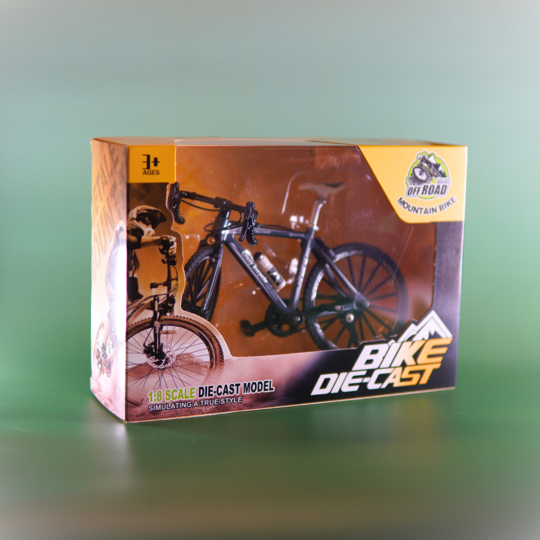 Zwarte miniatuurfiets mountainbike schaal 1 8, ideaal voor verzamelaars en decoratie