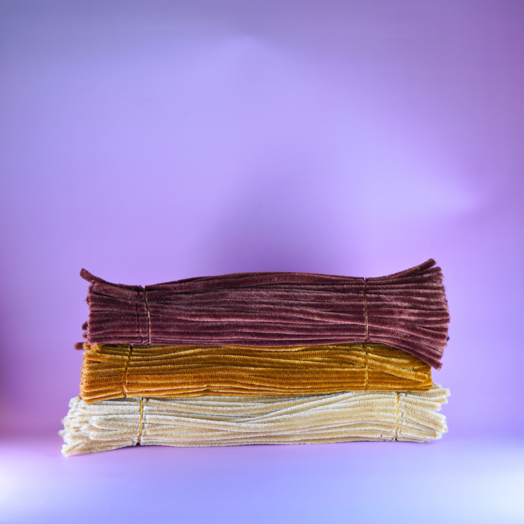 Set pijpenragers in bruin, beige en goud voor creatieve projecten