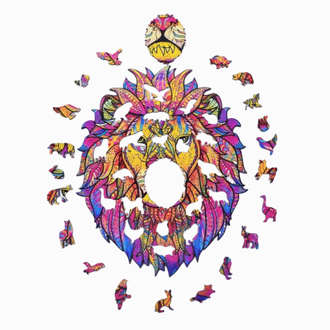 Unieke houten leeuw puzzel perfect als cadeau voor volwassenen