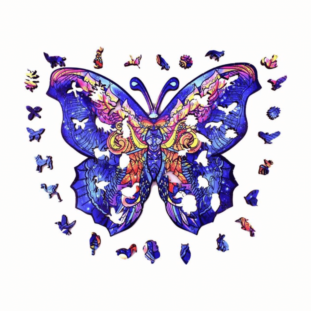 Volwassenen puzzel met houten vlinder ontwerp