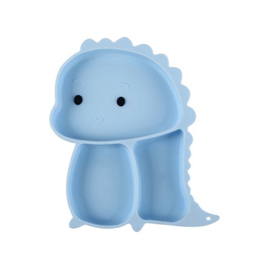 Antislip blauwe dinosaurus kinderservies set, ideaal voor peuters