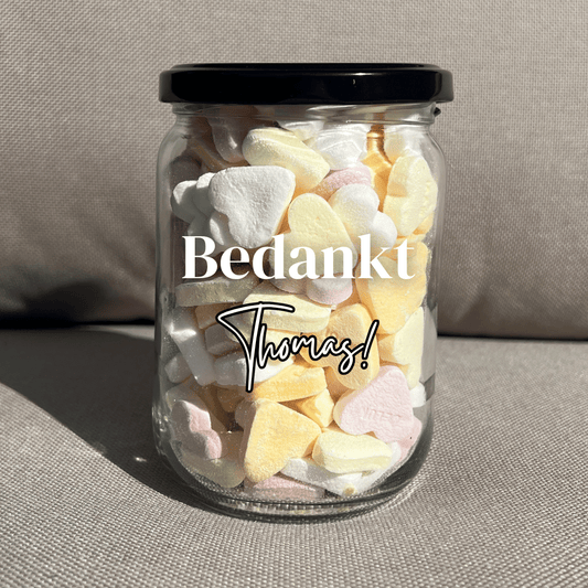 cadeau bedankt gepersonaliseerde snoeppot