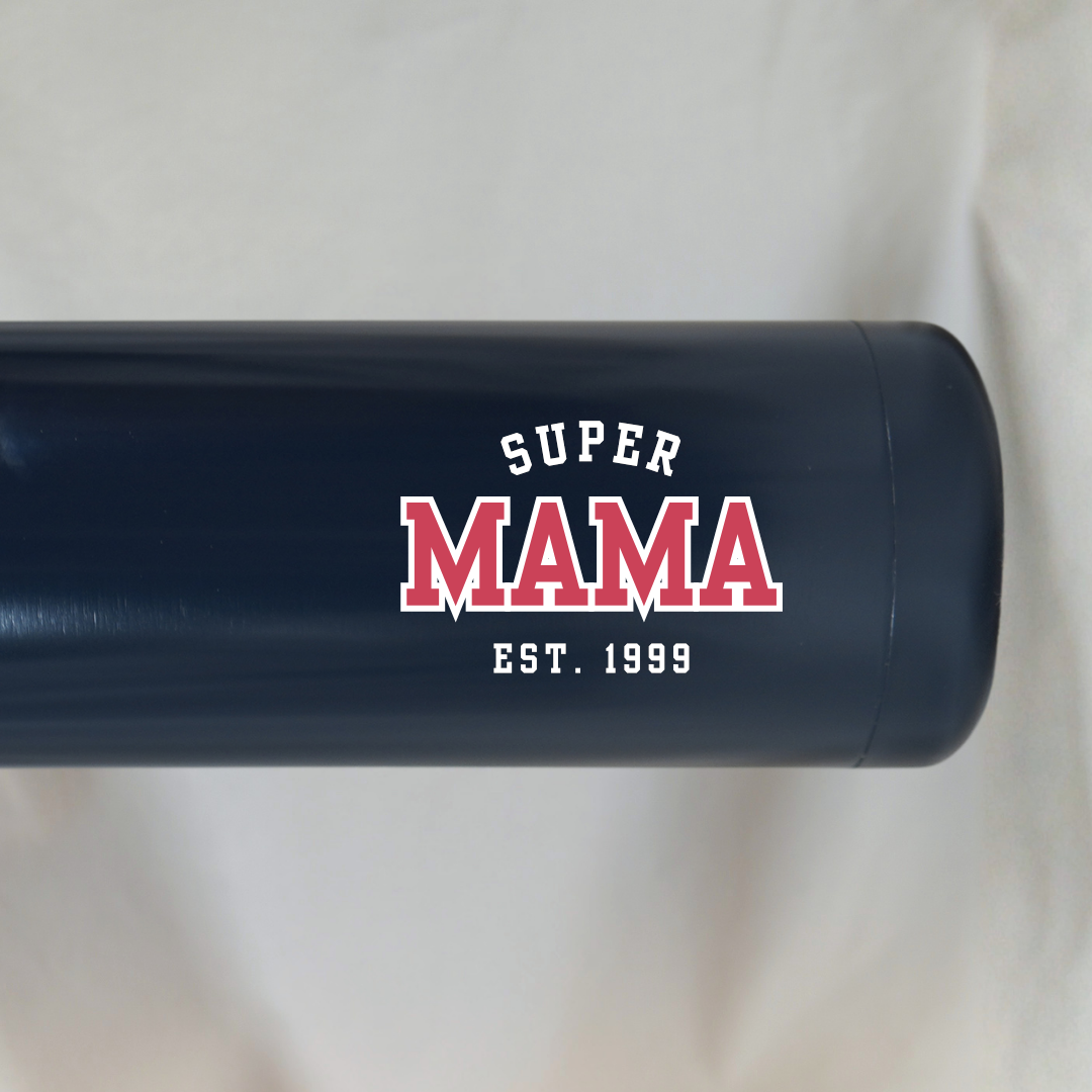 Gepersonaliseerde Thermosfles Super Mama (Donkerblauw) ✧