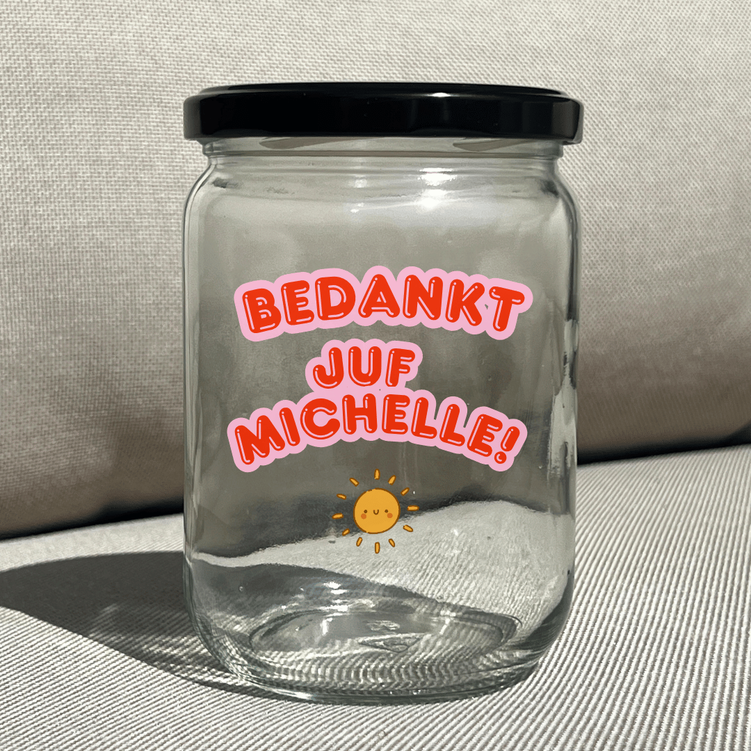 gepersonaliseerd snoeppot juf cadeau