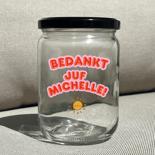 gepersonaliseerd snoeppot juf cadeau