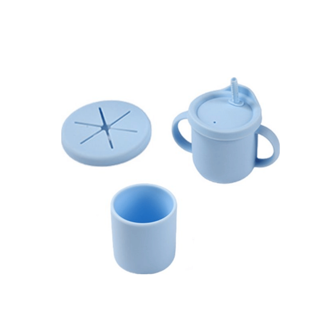 Blauwe dinosaurus servies als kraamcadeau of verjaardagscadeau