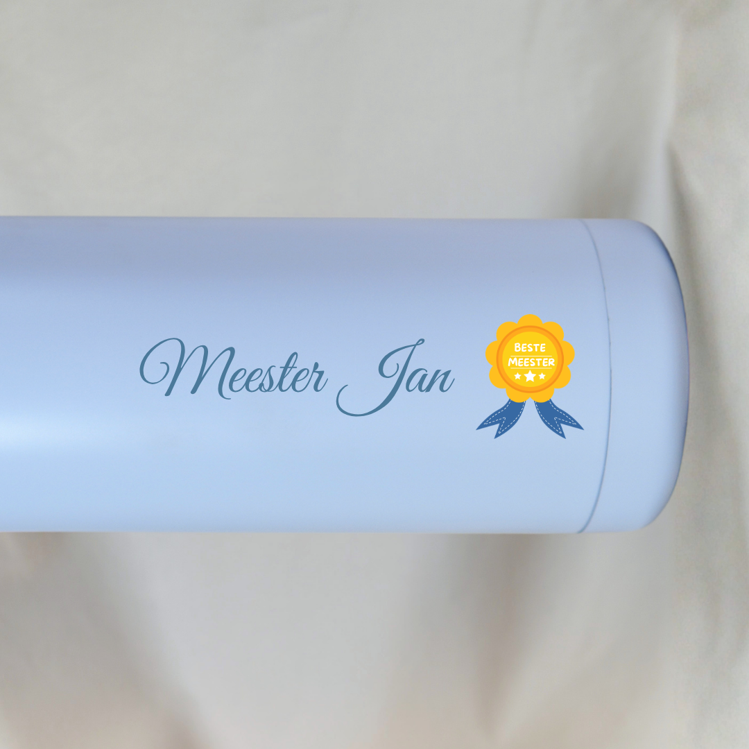 Gepersonaliseerde Thermosfles Meester (Lichtblauw) ✧