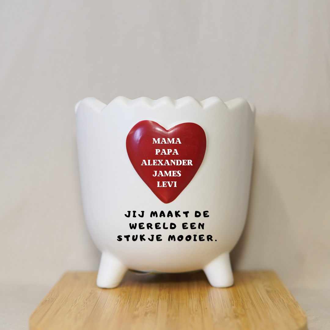 Gepersonaliseerde Bloempot (Wit) ✧
