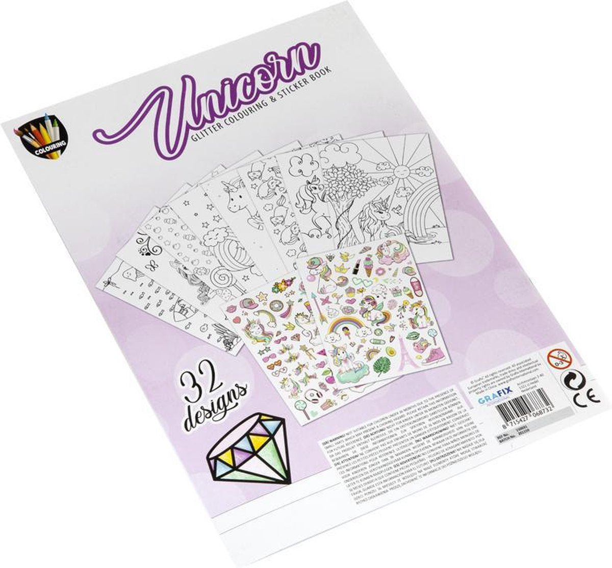 Glitter kleurboek en stickerboek | Thema Unicorn