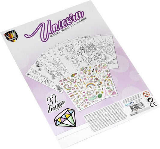 Glitter kleurboek en stickerboek | Thema Unicorn