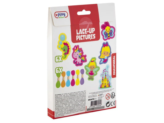 Rijgkaarten voor Kinderen – Educatief Speelgoed 3 Jaar – Lace-Up Pictures – 6x Rijgfiguren + 6x Veters – Speelgoed 3+