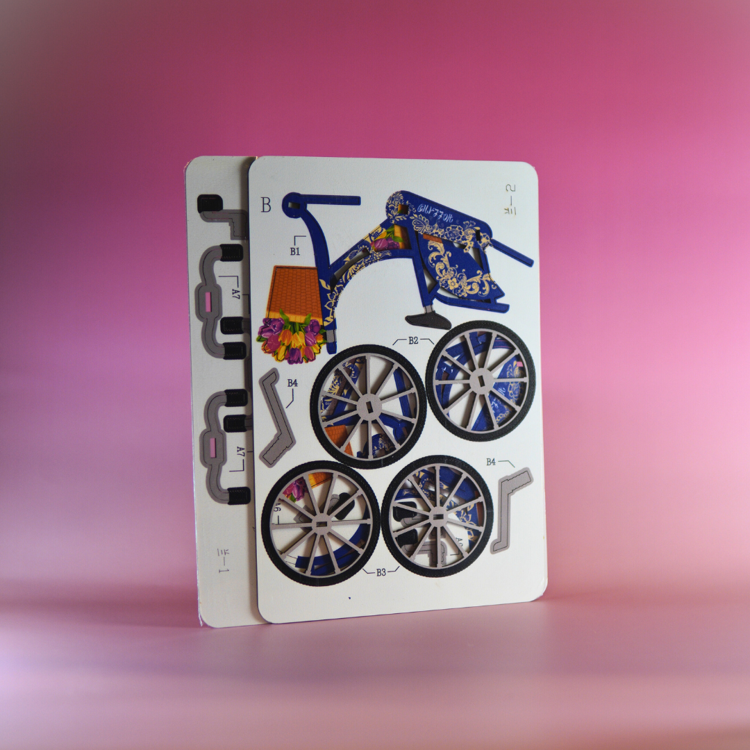 Houten 3D puzzel - Fiets (Blauw) - Puzzel - Houten puzzel volwassenen - Cadeau voor mannen