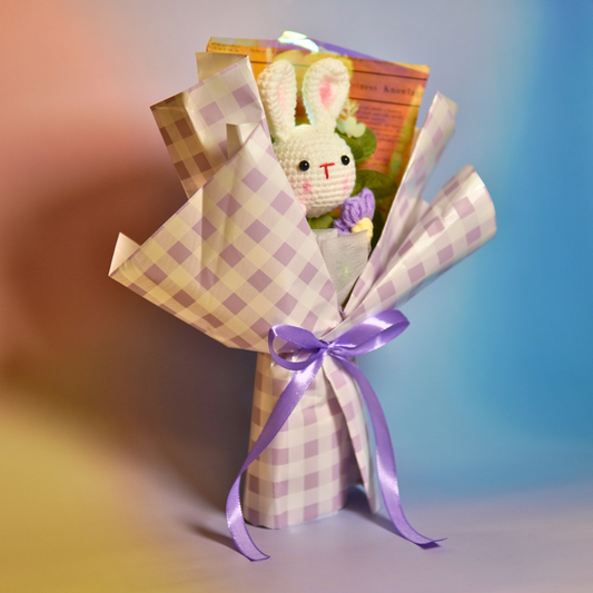 Gehaakt Bloemenboeket met Knuffel Konijn - Handgemaakt Cadeau