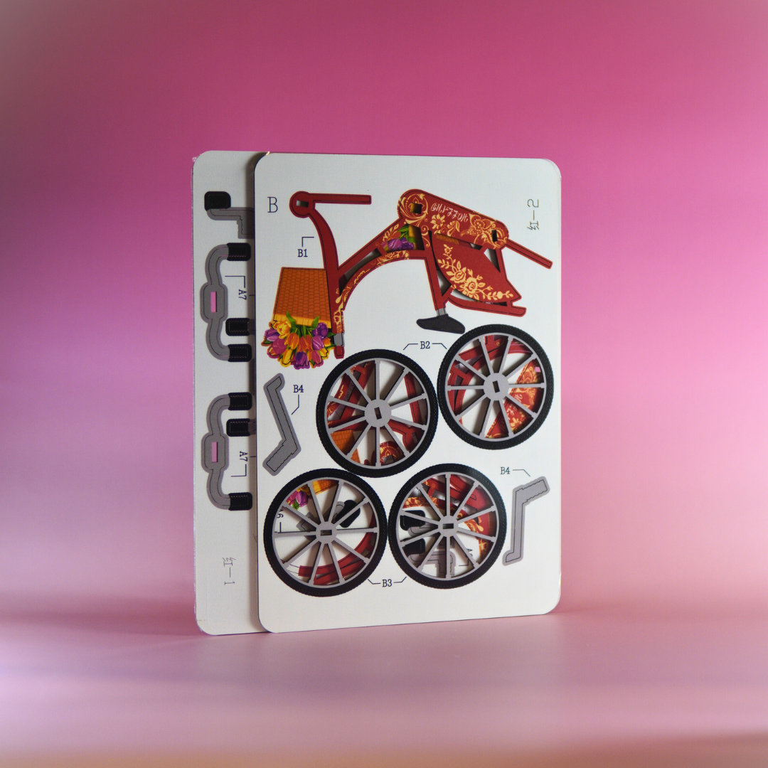 Houten 3D puzzel - Fiets (Rood) - Puzzel - Houten puzzel volwassenen - Cadeau voor mannen