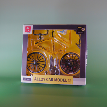 Creatief bouwpakket gele mini mountainbike in puzzelvorm voor verzamelaars