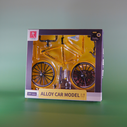 Creatief bouwpakket gele mini mountainbike in puzzelvorm voor verzamelaars