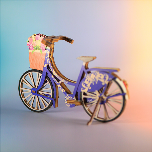 Houten 3D puzzel - Fiets (Blauw) - Puzzel - Houten puzzel volwassenen - Cadeau voor mannen
