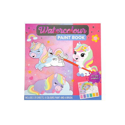 Kleurboek voor Kinderen Unicorn – Water Kleurboek + Katten Kleurboek met Stickers – 20 Pagina’s – Waterkleuren Set
