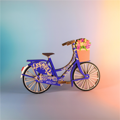 Houten 3D puzzel - Fiets (Blauw) - Puzzel - Houten puzzel volwassenen - Cadeau voor mannen