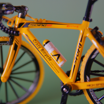 Uniek puzzel DIY bouwpakket gele mini mountainbike voor cadeaus