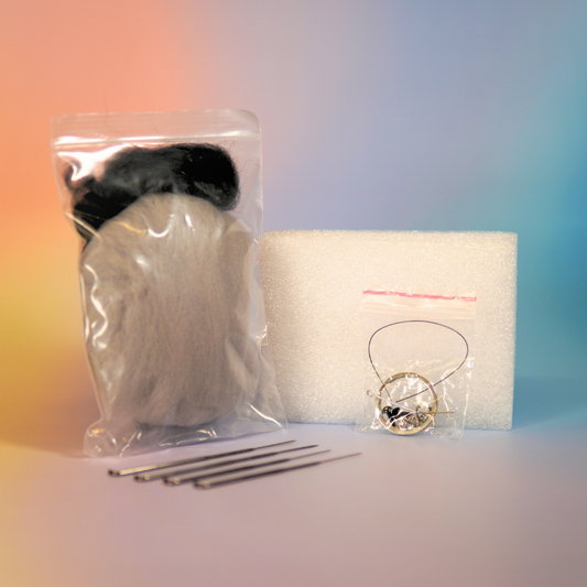 Creatief knutselpakket naaldvilten grijze kat voor beginners vilt dieren maken