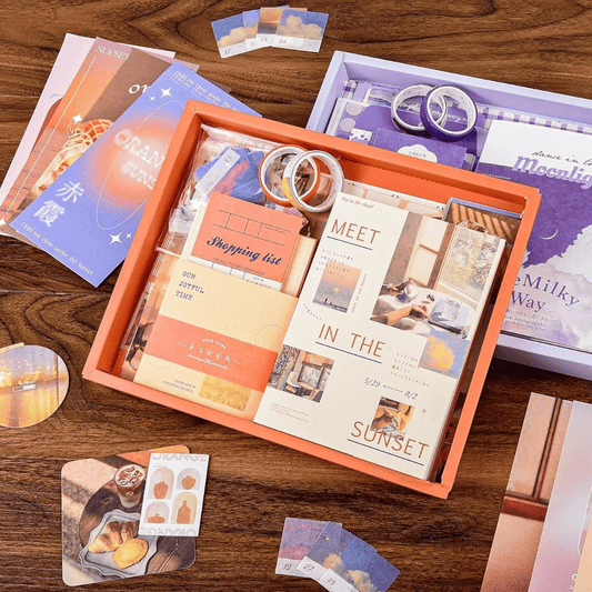 journaling set met decoratief papier, washi tape en washi tape