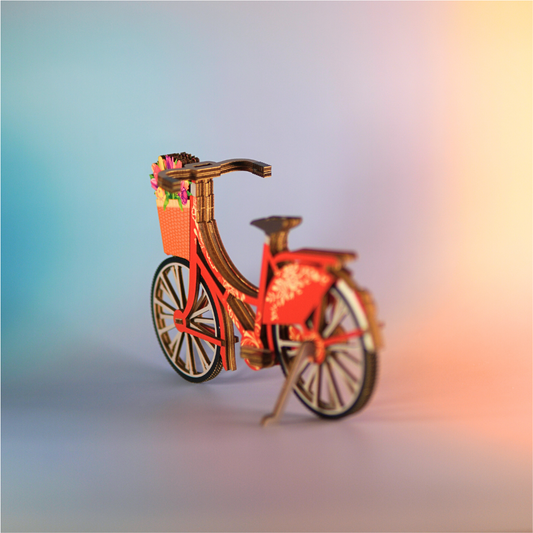 Houten 3D puzzel - Fiets (Rood) - Puzzel - Houten puzzel volwassenen - Cadeau voor mannen