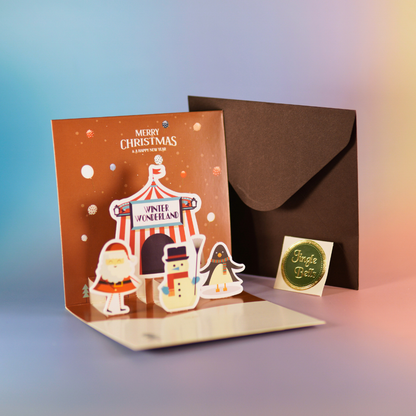 3D kerstkaarten set - Incl. envelop en sticker (6 stuks) - Kerstkaarten met enveloppen - Luxe kerstkaarten