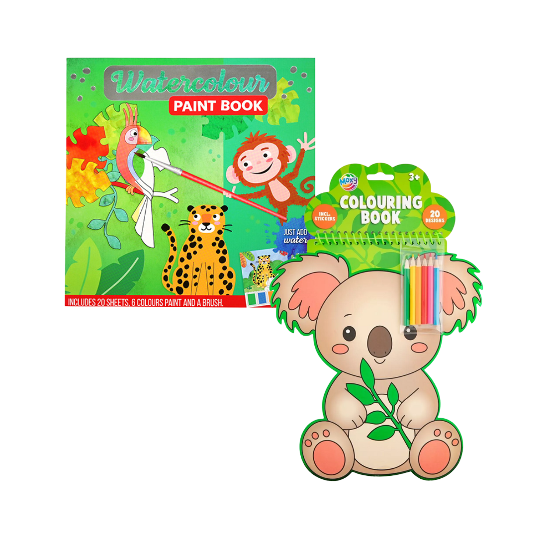 Kleurboek & Watercolour Set – Koala Jungle Thema – Kleurboek voor Kinderen – Water Kleurboek – 20 Pagina’s – Speelgoed 4 Jaar / 5 Jaar