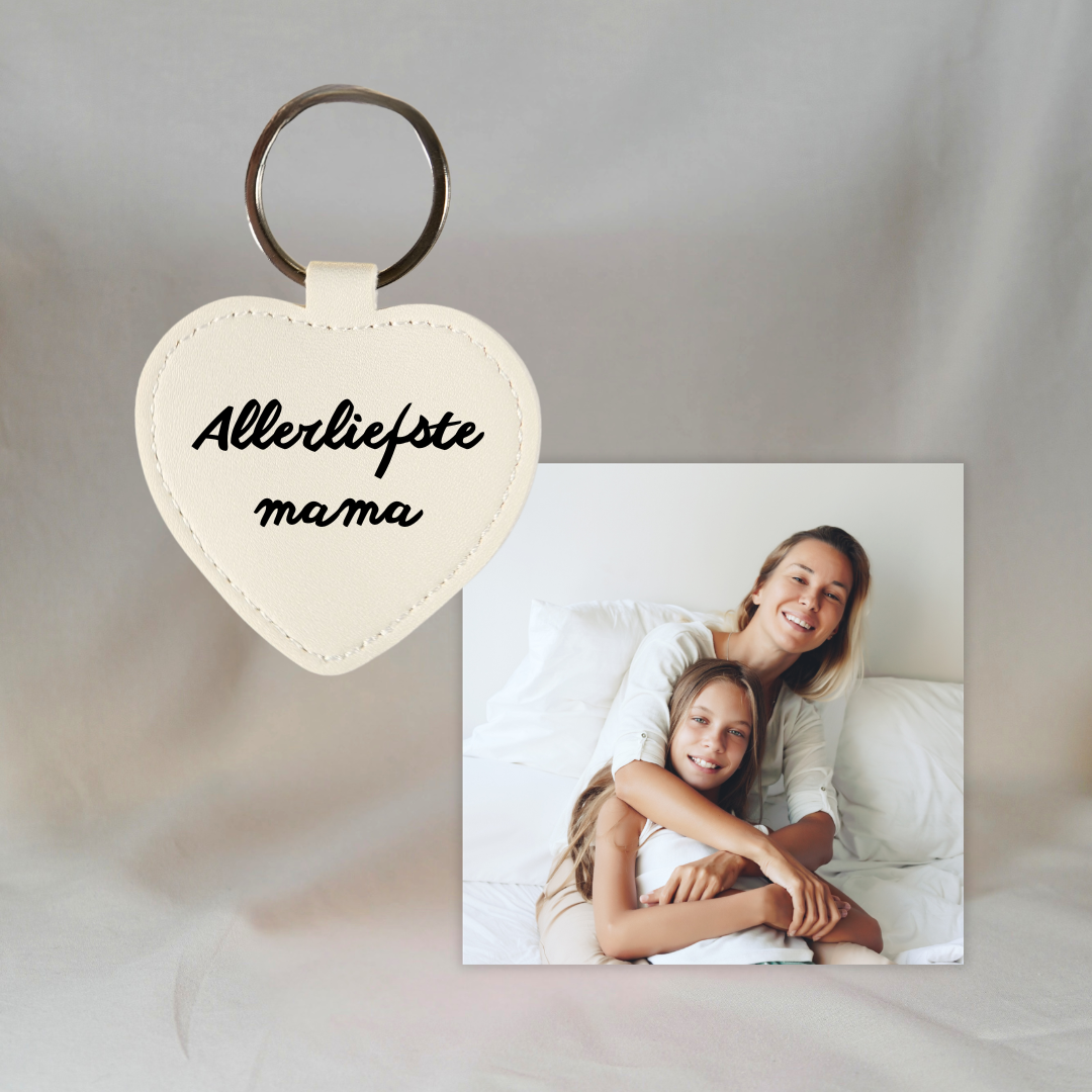 Gepersonaliseerde Fotomagneet en Sleutelhanger (Set van 2): Allerliefste Mama ✧