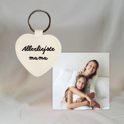 Gepersonaliseerde Fotomagneet en Sleutelhanger (Set van 2): Allerliefste Mama ✧