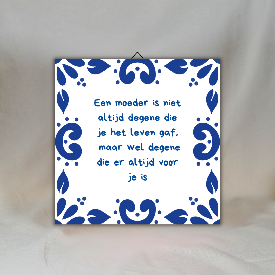 Delfts Blauwe Spreuktegel: Bonus Mama ✧