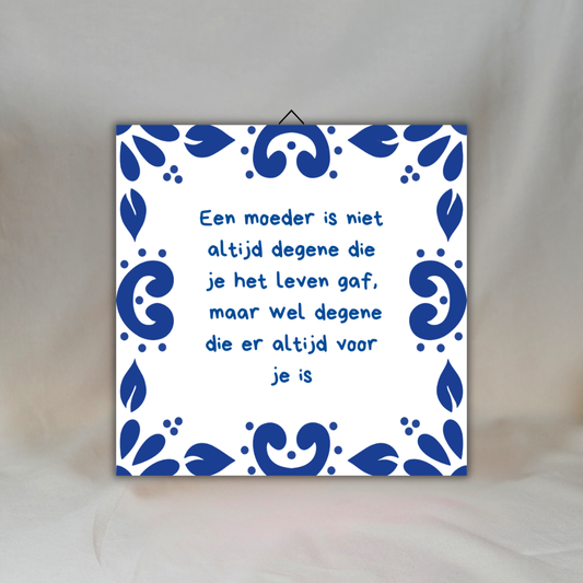 Delfts Blauwe Spreuktegel: Bonus Mama ✧