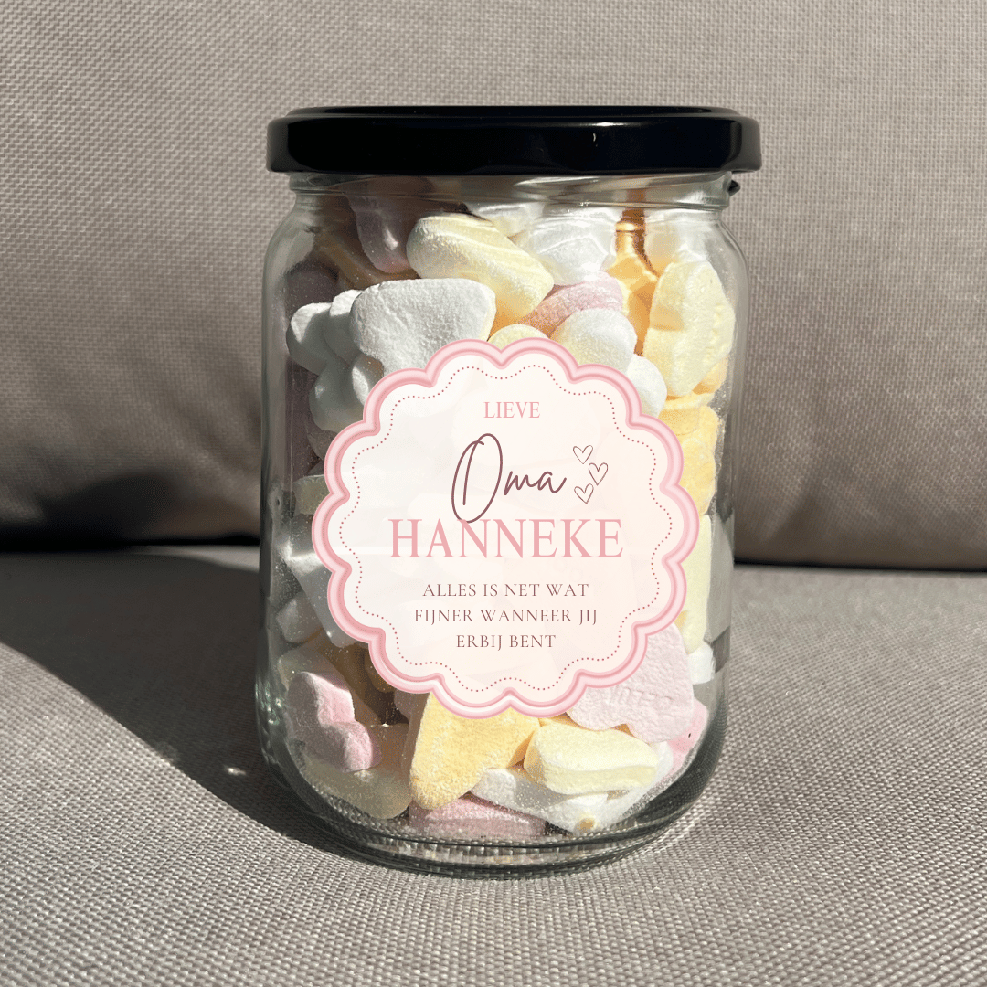 (Gepersonaliseerd) Snoeppot met tekst - lieve oma [naam]