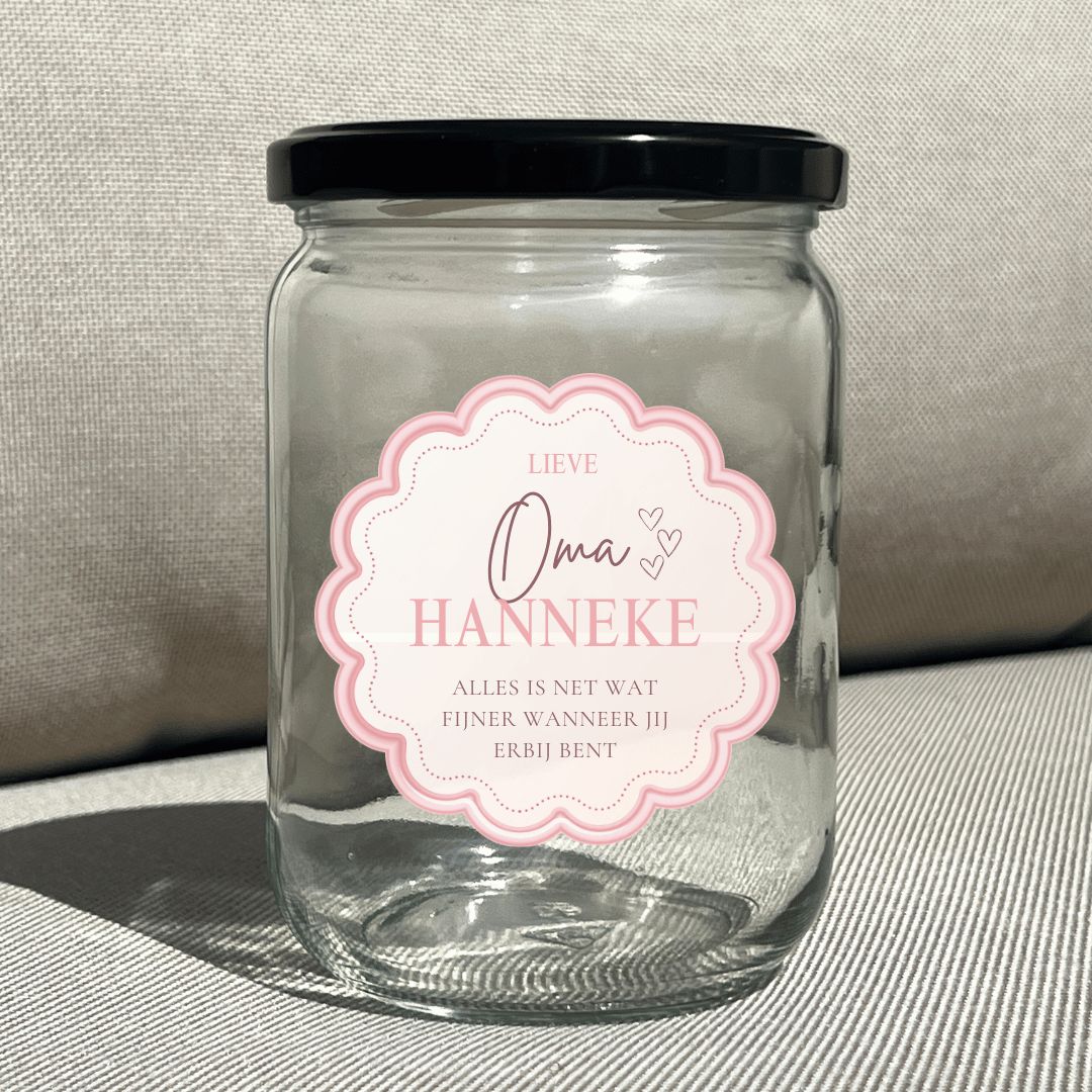 (Gepersonaliseerd) Snoeppot met tekst - lieve oma [naam]