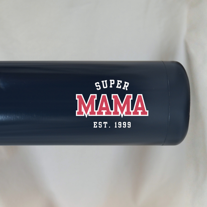 Gepersonaliseerde Thermosfles Super Mama (Donkerblauw) ✧