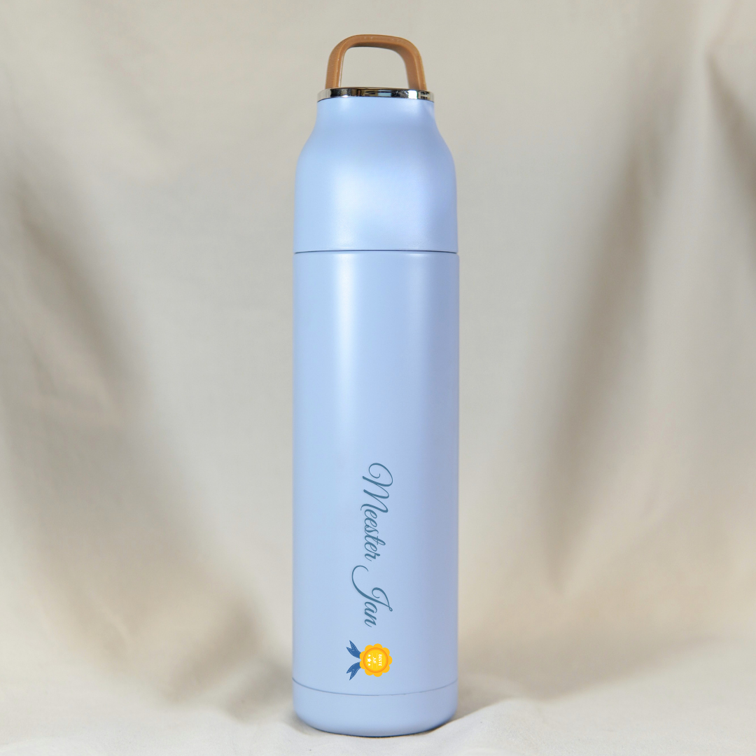 Gepersonaliseerde Thermosfles Meester (Lichtblauw) ✧