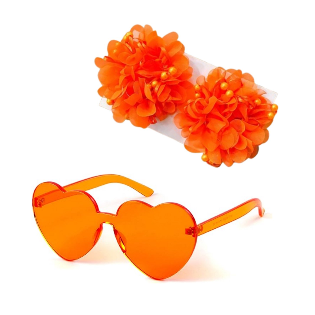 Koningsdag accessoires - Koningsdag - Koningsdag bril - WK - Oranje bril - Oranje hartjes bril - Koningsdag kleding dames