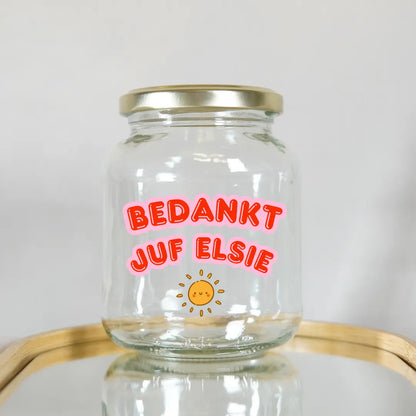 Atelier-kwaliteit: Luxe glazen pot, in Nederland gepersonaliseerd met eigen tekst