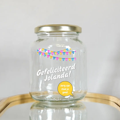 gefeliciteerd cadeau verjaardag met gepersonaliseerde naam gemaakt in nederland