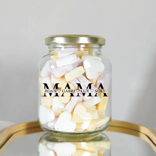 unieke mama cadeau snoeppot met kinderen namen