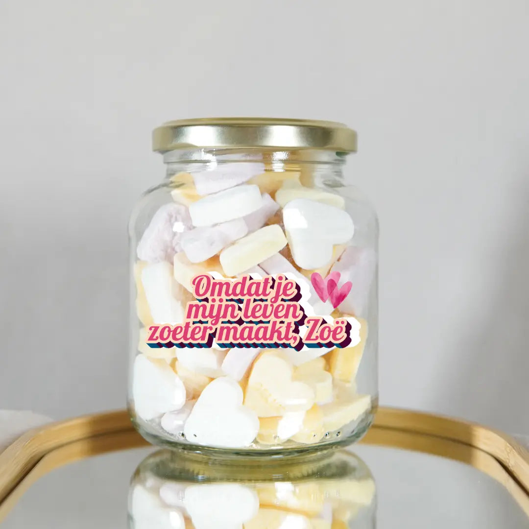 warm en persoonlijk cadeau met zoetigheid voor liefde