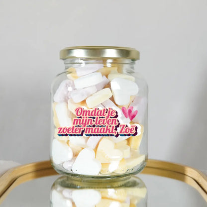 warm en persoonlijk cadeau met zoetigheid voor liefde
