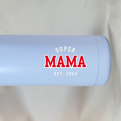 Gepersonaliseerde Thermosfles Super Mama (Lichtblauw) ✧