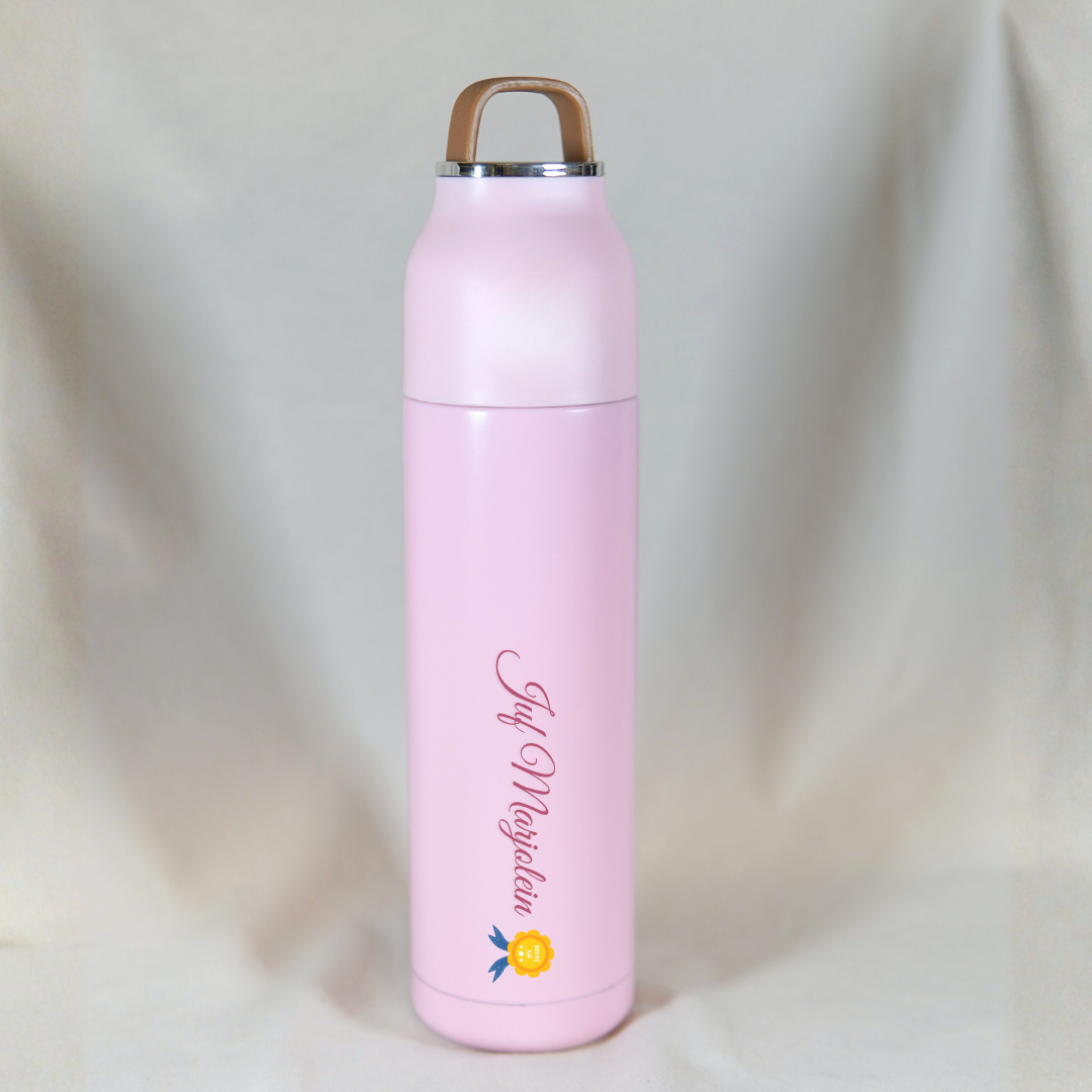 Gepersonaliseerde Thermosfles Juf (Roze) ✧