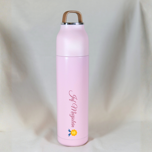 Gepersonaliseerde Thermosfles Juf (Roze) ✧