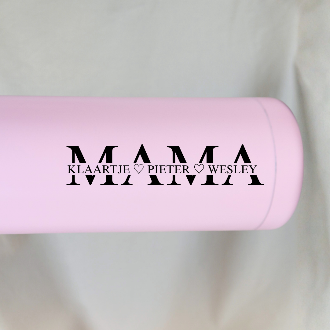 Gepersonaliseerde Thermosfles Mama (Roze) ✧